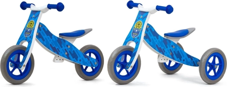 Milly Mally wooden balance bike 2in1 Cool blue army