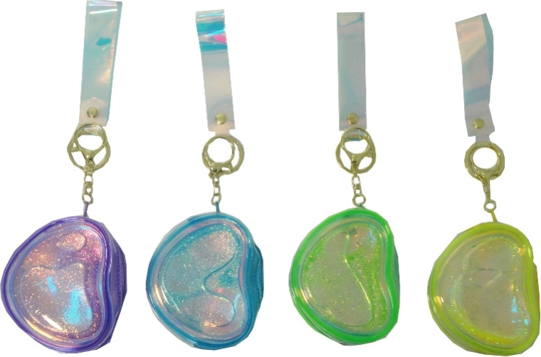 Transparent 2-in-1 Wallet with Keychain and Glitter Sand