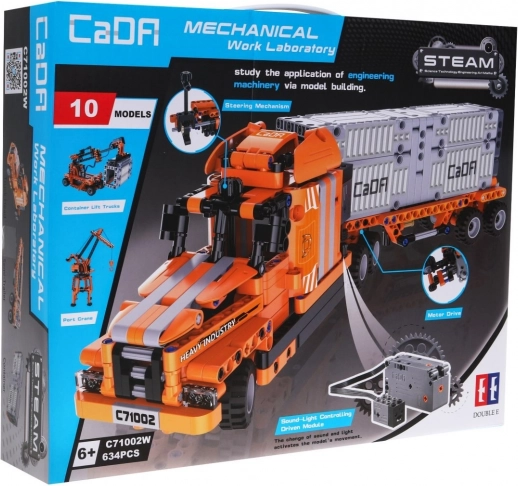 CaDA Mechanical Work Laboratory building set 10 in 1 – truck and construction machines, 634 pieces