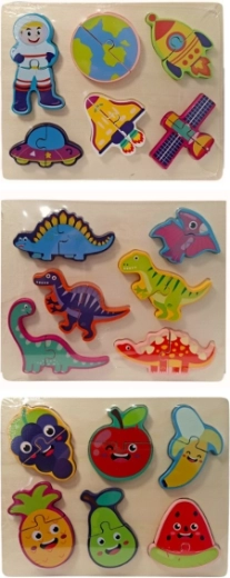 Wooden puzzles for children with animals and tools