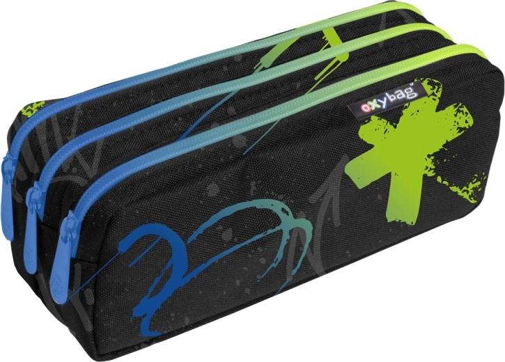 School pencil case with three zippers Graffiti Boy