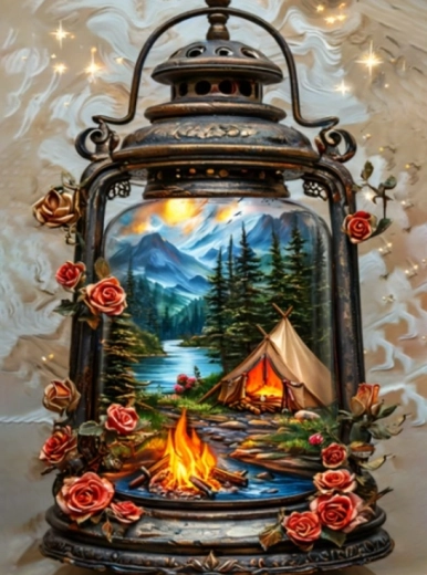 Диамантено рисуване „Магическа фенерница“ 30 × 40 см