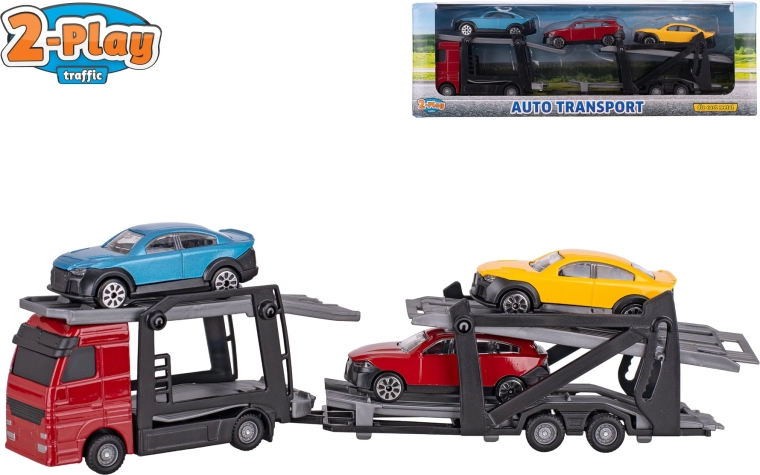 Автовоз 1:60 с подвижно ремарке и 3 колички