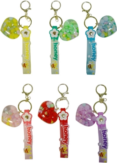 Keychain with Beaded Heart and ‘Honey’ Tag