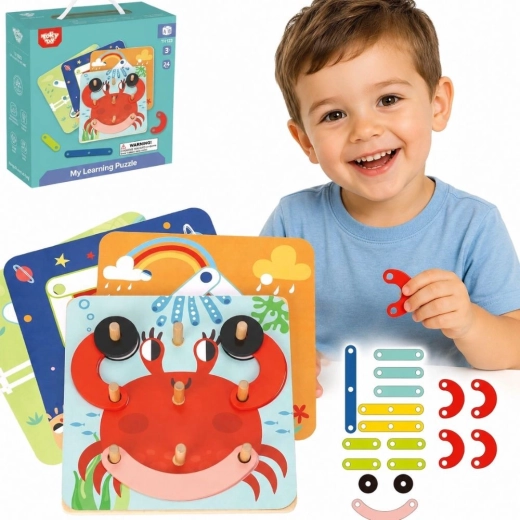 Дървена мозайка и нанизващ пъзел 30 части Tooky Toy