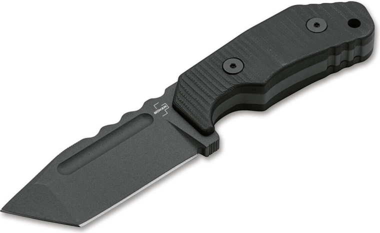 Böker Plus Little Dvalin Tanto Black нож с фиксирано острие 8 см, черен, G10, титан, кания Kydex