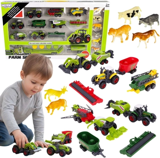 Woopie set of tractors, agricultural machines and animals