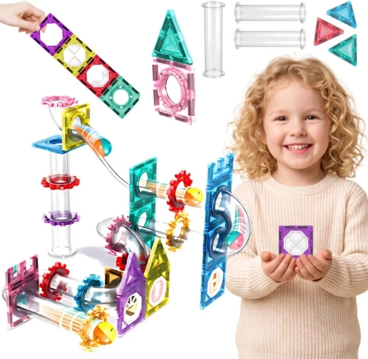 WOOPIE магнитен 3D конструктор с топчеста писта, 126 части