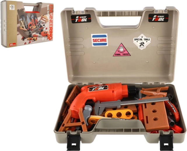 Children's tool set with drill in a carry case