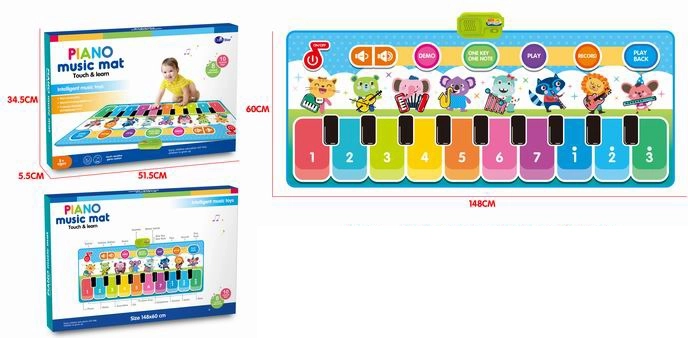 Musical play mat for kids with colorful keys