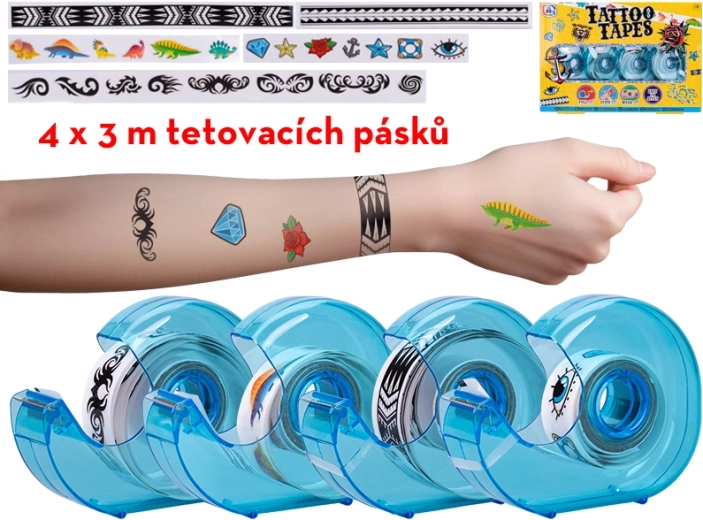 Adhesive tapes with temporary tattoos for kids
