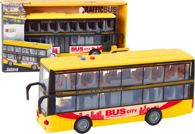 Double-Decker Bus 1:16 with Lights, Sounds, and Flywheel – Yellow