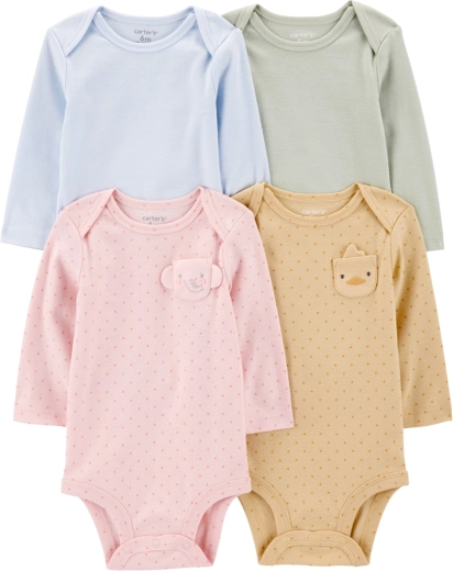 Carter's long-sleeve baby bodysuits, set of 4, girls, size 56