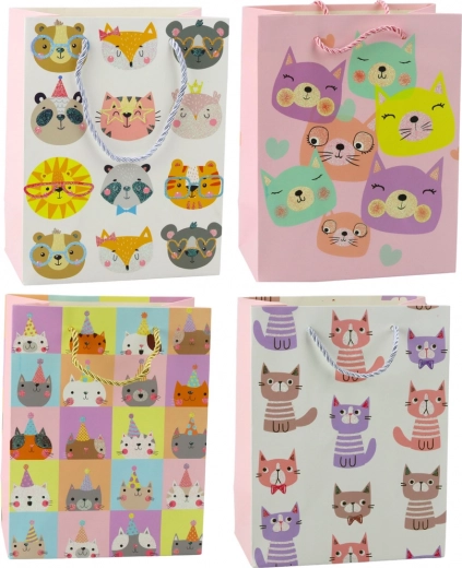 Paper gift bag with cats brocade 23 x 18 x 10.5 cm