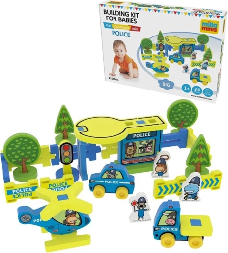 Millaminis Large Police Station baby soft foam building set (34 pieces)