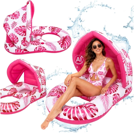 Inflatable Water Chair with Canopy – Pink