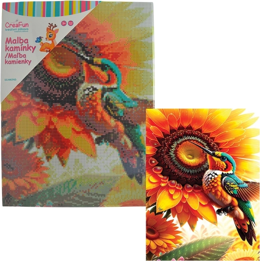 Диамантено рисуване – цвете и колибри 30 × 40 см