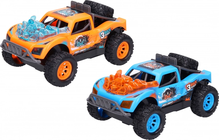 Friction-powered off-road car with light and sound, 15 cm