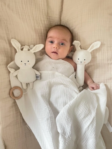 Soft muslin blanket for cuddling and falling asleep