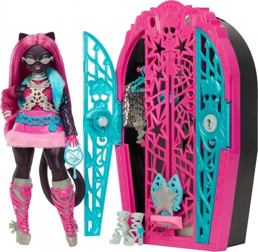 Monster High Strasidelná tajemství Catty Noir – играчка с гардероб и изненади