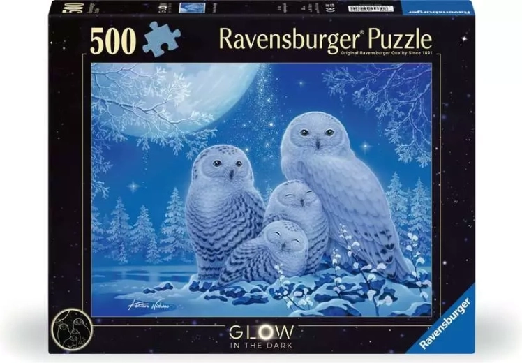 Ravensburger светещ пъзел Сови в лунната зора 500 части