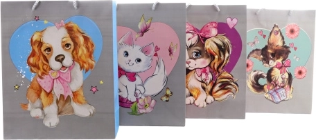 Gift paper bag with a puppy or kitten design