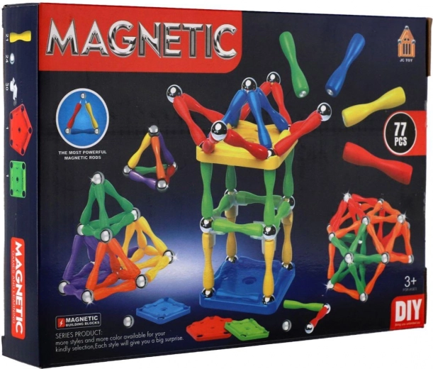 Magnetic construction set 77 pieces plastic/metal
