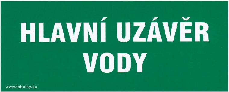 Self-adhesive safety sign Main Water Shutoff 210 × 87 mm