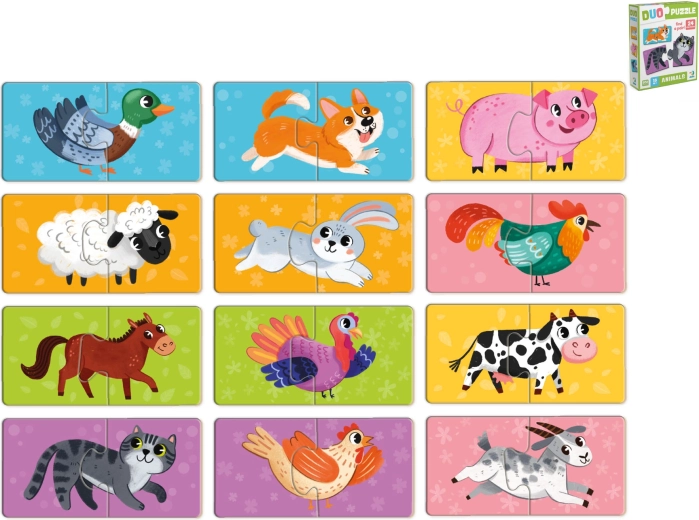 Children’s animal puzzles in a box (24 pieces, 12 pictures) from 18 months
