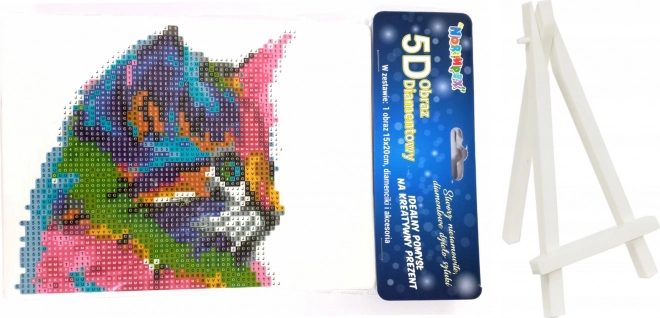 Diamond Painting Colorful Kitten 15 × 20 cm with Stand
