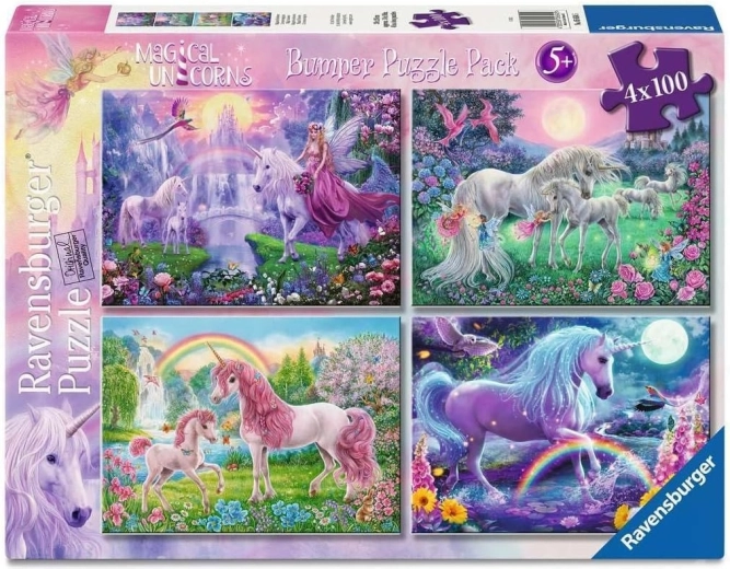 Пъзел Ravensburger Магически еднорози 4×100 части