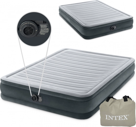 INTEX inflatable air mattress with built-in electric pump 203 × 152 × 33 cm