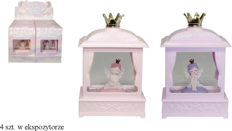 Night light with rotating glitter and battery-powered music box