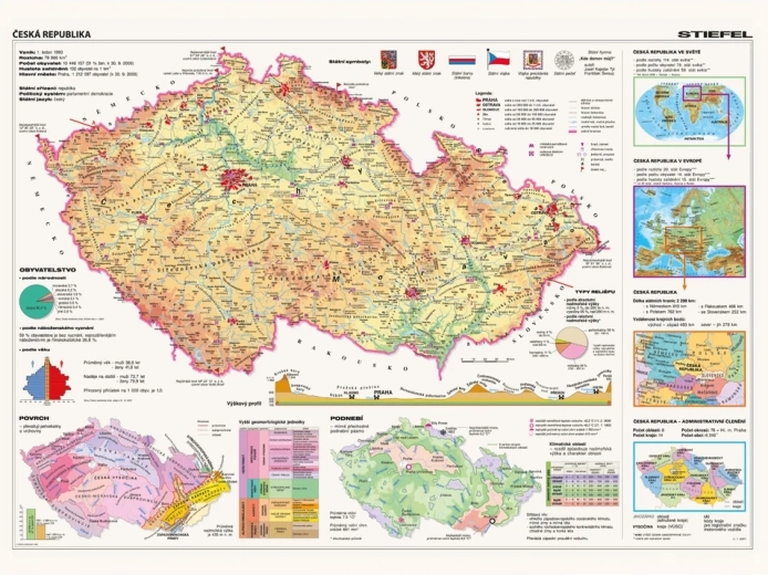 Пъзел карта на Чешката република 2000 части DINO