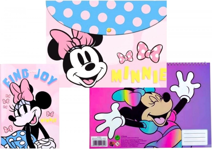 Комплект тетрадка, блок със стикери и папка Disney Minnie
