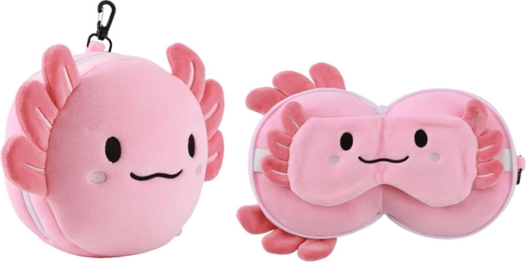 Travel neck pillow with eye mask Axolotl i-Total