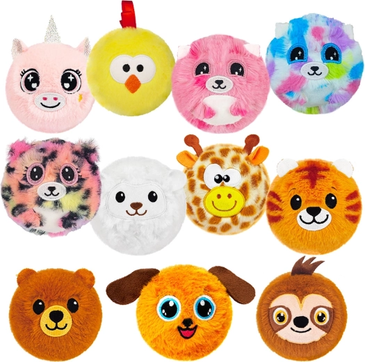 Bouncy plush ball with animal 7 cm - 1 piece