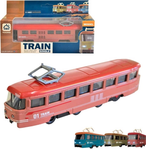 Metal tram with pull-back action and sound 19 cm - 1 piece
