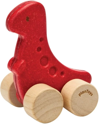 PlanToys дървено динозавърче-количка дино рекс - 1 бр.
