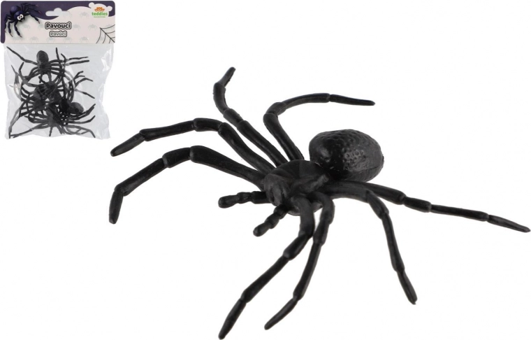 Plastic black spider, set of 5 pcs