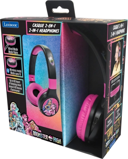 Lexibook 2в1 Bluetooth сгъваеми детски слушалки MONSTER HIGH с ограничение на звука
