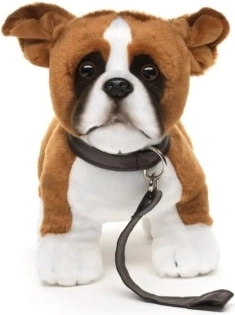 Plush Boxer Dog with Leash 24 cm