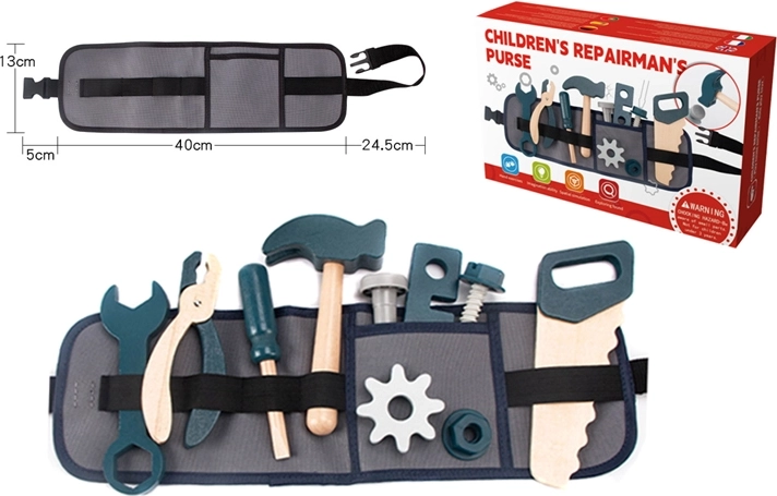 Wooden Tool Set with Adjustable Belt for Kids