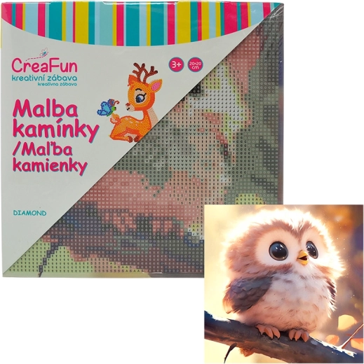 Диамантено рисуване – совичка 20 × 20 см