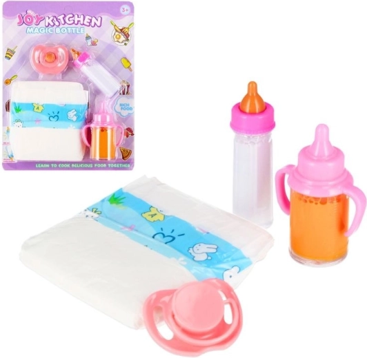 Baby doll accessories – bottles, diaper and pacifier