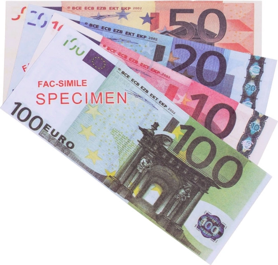 Euro banknotes for shop play