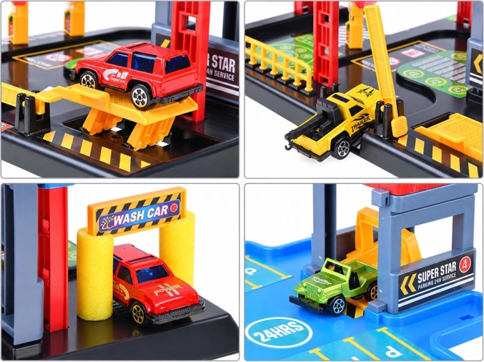 Car wash, service station and heliport