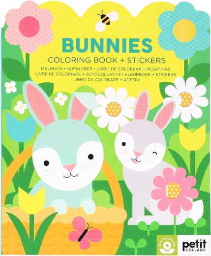 Petit Collage Coloring Book with Bunny Stickers