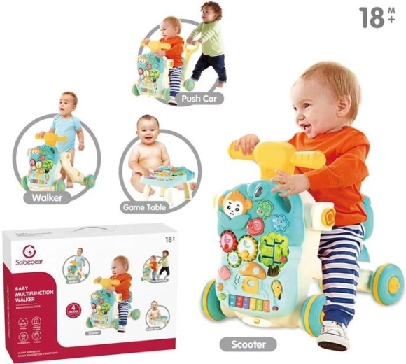 Educational 4-in-1 Walker and Ride-On Monkey