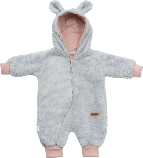 New Baby Teddy Bear gray-pink baby winter overall